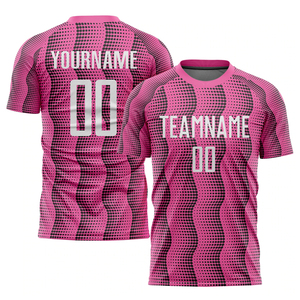 Maillot de football pour hommes, vente en gros, séchage rapide, impression personnalisée du nom et du numéro de l'équipe, blanc, rose, respirant, confortable - Product Image 1