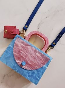 Diseño de lujo de resina personalizada con brillo PU correa de cuero bolso de resina señoras embrague bolso de hombro embrague con doble ASA - Product Image 3