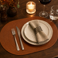 Sets de table ovales en similicuir imperméables texturés pour la maison, les restaurants et les hôtels