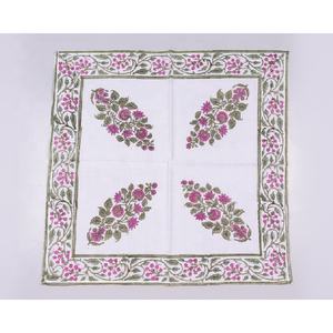 Juego de servilletas de comedor reutilizables hechas a mano, recién llegado, servilleta de algodón estampada a mano, inauguración de la casa, diseño de flores de boda, tela/Tela - Product Image 5