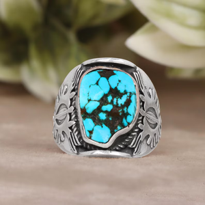 Minimalist Jewelry <b>Ring</b> Turquoise Raw <b>Ring</b> 925 <b>Sterling</b> <b>Silver</b> <b>Men</b> Signet Handmade <b>Ring</b> For Gift Jewelry For Her Wholesale - Product Image 3