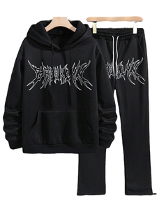 Conjunto Deportivo Informal con Capucha para Hombre, Nuevo Estilo Otoño Invierno, Holgado, Color Sólido, Manga Larga, Personalizable, Calidad de Lujo, 100% Algodón - Product Image 5