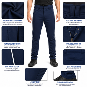 Pantalon de baseball personnalisé pour homme avec passepoil, professionnel, à bas ouvert, pour softball, haute élasticité, couleur unie, pour match d'équipe, imprimé été - Product Image 6