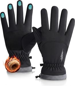 Men Women Winter Leather <b>Gloves</b> Touch Screen <b>Glove</b> Cold Weather Warm Waterproof Snowboarding Workout Running - Product Image 1