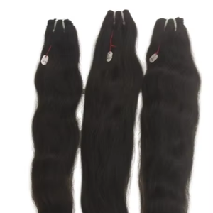 Extensiones de tejido de pelo indio brasileño Remy virgen 100%, estilo ondulado recto rizado de trama única, barato - Product Image 1