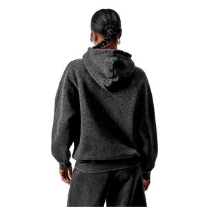 Wholesale Custom <b>Women</b> Rhinestone Hoodies Premium Fleece Pullover <b>Hoodie</b> Custom Logo OEM ODM Private Label Streetwear Casual USA - Product Image 2
