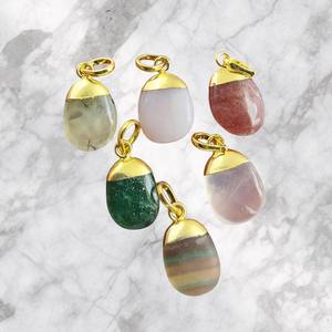 จี้ทองแดงทำด้วยมืออัญมณีธรรมชาติจี้14-18มม. ชุบทองด้วยไฟฟ้ารูปร่างผิดปกติสร้อยคอเครื่องประดับที่ไม่ซ้ำกันสำหรับเด็ก - Product Image 2