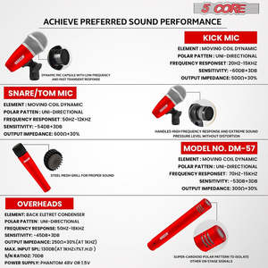 5Core Drum Mic Kit 9 Pcs Kick Bass Tom Snare Dynamic <b>Microphone</b> Instrument Mics Set - Product Image 6