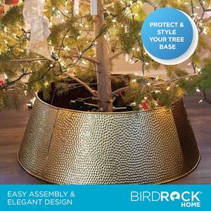 Collar de árbol de metal, árbol de Navidad, casa de campo, base redonda rústica, anillo decorativo, acero resistente, decoración festiva para el hogar - Product Image 3