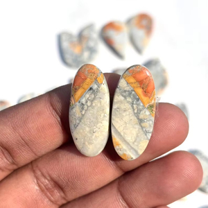 Lote de par de piedras preciosas de jaspe Malinga natural cabujón al por mayor de alta calidad - Product Image 1