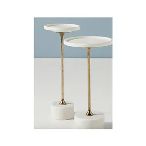 하이 퀄리티 최고 판매 현대 디자인 사용자 정의 크기 수제 대리석과 금속 끝 테이블/대리석 커피 테이블