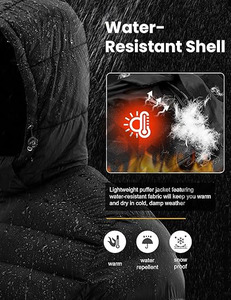 Men's Ultra <b>Lightweight</b> Winter Bomber <b>Jacket</b> Water-Resistant <b>Packable</b> Puffer with Custom Logo Breathable and Zipper Closure - Product Image 2