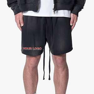 Hot Selling Custom Distressed Logo Casual wear 100% Cotton Summer Streetwear Sunfade Wash <b>Short</b> Length <b>Shorts</b> For <b>men</b> - Product Image 1