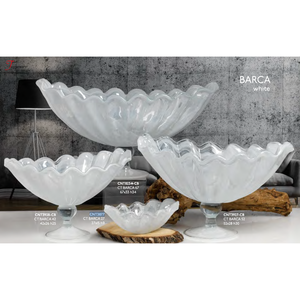 Jarrón de Vidrio Italiano de Alta Calidad en Forma de Barco para Decorar tu Hogar y Cualquier Habitación, con una Longitud de 42 cm en Color Blanco - Product Image 4