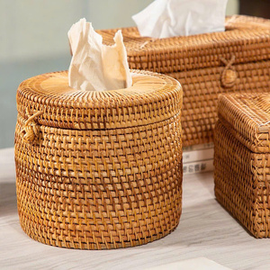 Boîte à mouchoirs artisanale de qualité supérieure en rotin naturel, décoration d'intérieur, fournisseur, écologique, durable, en provenance du Vietnam - Product Image 1
