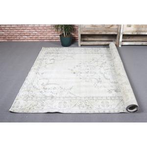 Grand tapis vintage, tapis turc 5,8x8,8 pieds, tapis en laine blanche - Product Image 5