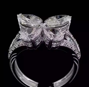 Chaque Marquise et Poire Lab Grown Diamond Butterfly Shape 14K white gold ring Engagement Gift for Her ring for women - Product Image 5