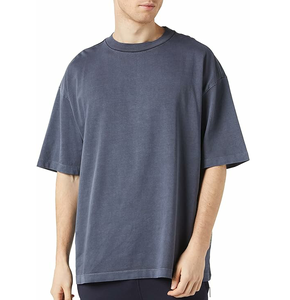 Respirant 100% coton boxy fit t-shirt surdimensionné lourd couleur noire t-shirt surdimensionné pour unisexe - Product Image 6