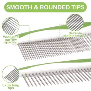 หวีกรูมมิ่งสุนัขดีไซน์เรียบง่าย พร้อมฟันสแตนเลสและด้ามจับกันลื่น หวีโลหะสำหรับสุนัข ช่วยกำจัดขนพันกัน - Product Image 3