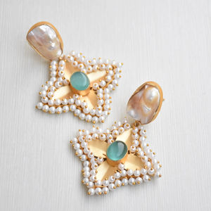 Boucles d'oreilles pendantes en laiton d'exportation, perles en vrac, cristaux de guérison authentiques, finition en laiton antique, hypoallergéniques, port sécurisé, plaqué or 14 carats - Product Image 2