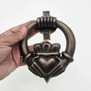 Elegant Round Hand Heart Shape <b>Door</b> Knocker Black Finished Accent <b>for</b> Home Office Hotel Front <b>Door</b> and Modern Living Spaces - Product Image 1