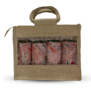 Sac à provisions en jute imprimé personnalisé avec poignées en corde Emballage écologique pour utilisation d'épicerie cadeau quantité minimale de commande 50 pièces Commande en gros - Product Image 4