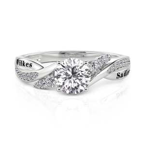 Bague de fiançailles Jeulia personnalisée gravée, coupe ronde, plaquée or rose 18 carats - Product Image 1