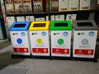 BDB P24 Ensemble de 3 poubelles de jardin à ouverture supérieure pour recyclage, en métal, sans couvercle, pour collecte des déchets extérieurs