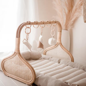 Tapis de gymnastique en rotin d'excellente qualité pour bébé, développement de la motricité, activité en rotin, jeux, gymnases avec jouets suspendus, accessoires - Product Image 3