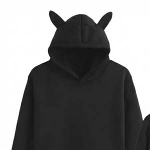 Chaqueta de Invierno de Moda para Mujer, de Alta Calidad, Cómoda, Informal, Holgada, con Capucha, Orejas de Gato, Forro Polar Corto, Teñido Anudado, Lavada, con Logotipo Frontal - Product Image 3