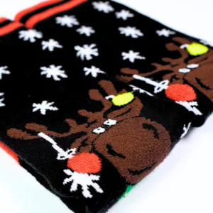 Calcetines Negros de Felpa con Diseño de Copo de Nieve y Papá Noel para Uso Diario - Product Image 2
