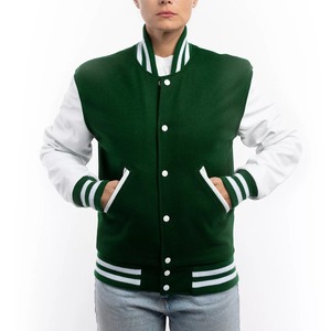 Veste universitaire avec manches blanches doublure matelassée corps en laine bouton pression collège Baseball Bomber manteau Letterman personnalisé - Product Image 6