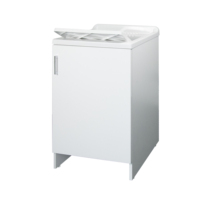 Meuble de salle de bain compact pour intérieur avec vasque en céramique, armoire en bois massif, 45x50x85 cm, résistant à l'eau