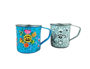 Hand Painted High Quality Modern Look Stainless Steel <b>Mugs</b> <b>Bird</b> Handmade Design White Royals Brand for Home Kitchen Use - Product Image 3