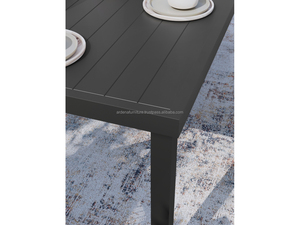 Moderno Juego de Comedor Rectangular de Mimbre Resistente con Cómodas Sillas de Jardín para Uso en Exteriores en Casa y Villa - Product Image 5