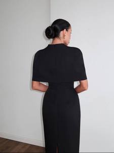 Vestido Midi de Verano para Mujer, Sin Mangas, Cuello Cuadrado, Ajustado, de Algodón y Lino, Color Sólido, Cintura Natural, Transpirable, Elegante, Formal, para Oficina o Fiesta - Product Image 3