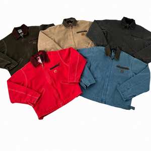 แจ็คเก็ตบอมเบอร์ผ้าแคนวาสวินเทจแบบซักล้างสำหรับผู้ชาย คอตั้ง มีฮู้ด สไตล์ชุดทำงาน ไซส์ใหญ่ ดีไซน์เนอร์ โลโก้ด้านหน้า ขายส่ง - Product Image 4
