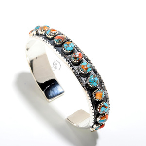 Brazalete turquesa de ostra de Plata de Ley 925 sólida de calidad fina, regalo de joyería hecho a mano, ropa de fiesta Unisex para mujer - Product Image 1