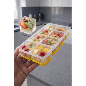 Juego de 8 Jarras de Cerveza Grandes de Plástico, Diseño Cuadrado Antiadherente Fácil de Desmoldar, 50x50 mm, con Diseño de Frutas, Aptas para Lavavajillas y Microondas - Product Image 3