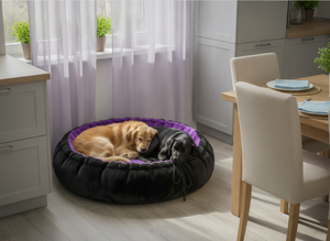Amistar CozyNest Classic Deluxe Round <b>Dog</b> & Cat Bed XL Luxury Faux Fur with Deep Violet Plush Heating - Product Image 6
