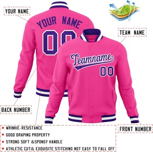 Veste universitaire personnalisée OEM pour les équipes collégiales, manches de couleur contrastée avec logo appliqué brodé pour la saison printanière - Product Image 2