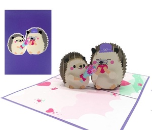 Best Seller 3D Pop-up Hedgehogs Card Top Trending Estilo animal hecho a mano Corte láser Offset Vietnam Artesanías de papel de regalo - Product Image 1
