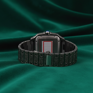 Montre de luxe carrée en moissanite glacée, acier inoxydable noir, cadran romain, date, verre saphir, étanche, robe Ti*epie*e - Product Image 2