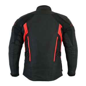Men's Waterproof CE Armoured Textile Motorcycle Jacket Black/Red Cordura Windproof Printed Summer Adventure Motorbike Jacket - Product Image 3