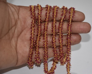 Fil plaqué or de qualité supérieure enveloppé de grenat rouge perles de quartz Hydro chaîne de chapelet, chaîne de perles de chapelet épais pour la recherche de bijoux - Product Image 2