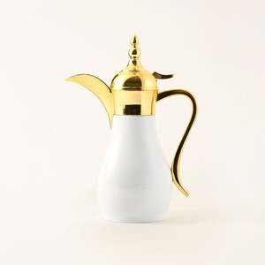 Modern <b>Gold</b> and White Dalla This Sleek Arabic Coffee Pot Ensure Authentic Coffee Experience With a Stylish Luxury Look - Product Image 1