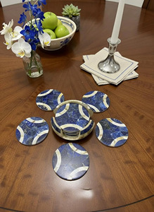 Elegance Lapis Lazuli Marble Coaster <b>Set</b> Unique Dining Tabletop Drink Sarveware Home Interior - Product Image 2