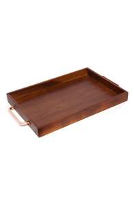 Large plateau en bois avec poignées en fer élégantes conçues pour la décoration intérieure traditionnelle et la présentation de mariage - Product Image 4