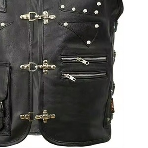 Gilet d'extérieur d'hiver respirant en cuir véritable de haute qualité pour homme, design personnalisé, service OEM, vente en gros vintage, veste de motard - Product Image 5