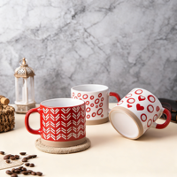 Mug à café en céramique peint à la main de haute qualité avec bord coloré Vaisselle promotionnelle pour cadeaux Tasses en céramique